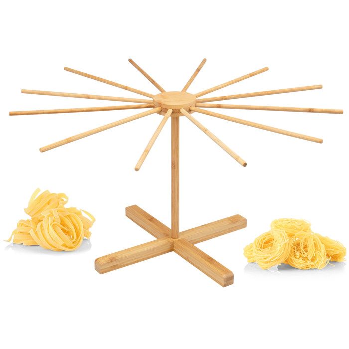 Séchoir à Pâtes 10 Barres - Support Rotatif Pliable, Pour Pâtes Maison, ABS Alimentaire, 42 Cm