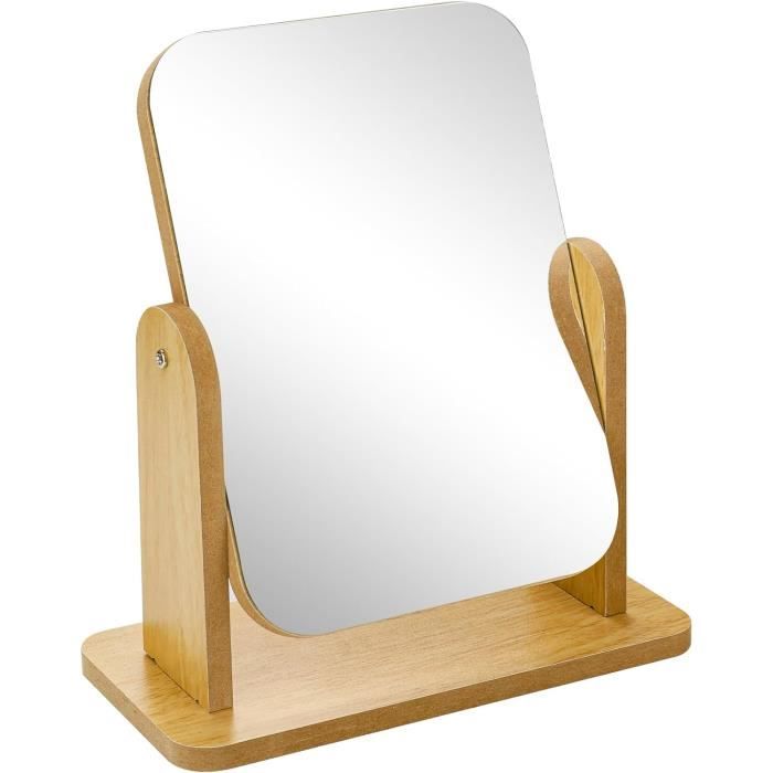 Miroir Maquillage Oreilles De Chat Sur Pied - Bois Naturel, 12 Cm, Inclinable, Pliable, Pour Chambre, Voyage, Déco Mignonne - 10