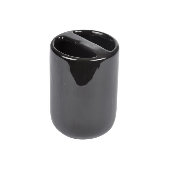 WOMAO Noir Support Brosse à Dents avec Un Gobelet Céramique Porte-Gobelet en Alliage Finition Brossée Monté au Mur pour Salle de Bain Toilette 
