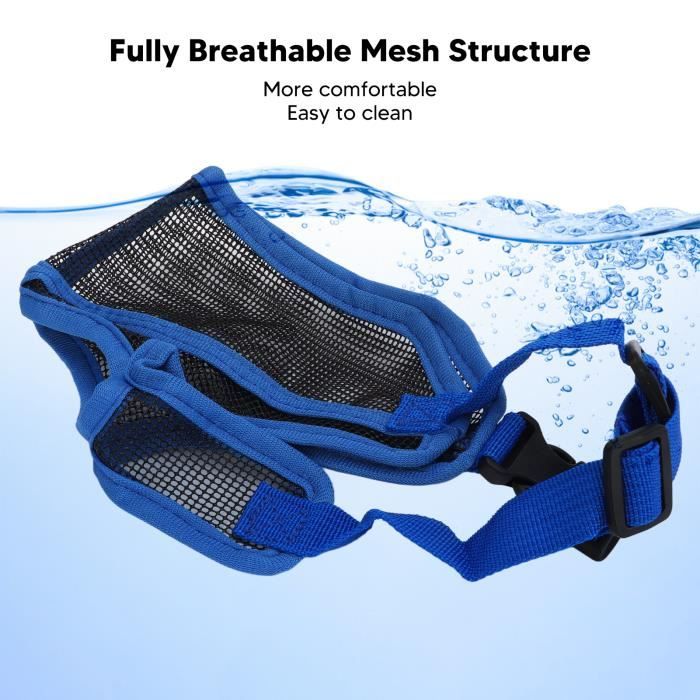 Museau court museau chien - Maille respirante réglable Bulldog Museau Anti Morsure & Mâcher Plat Face Dog Mouth Cover avec Tongue Out Design | FR