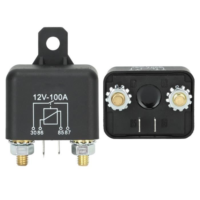 Relais Démarrage Voiture Lourde 12V 100A 4 Broches – Relais Normalement Ouvert 100A, Contrôle Batterie Véhicules Camions Bateaux
