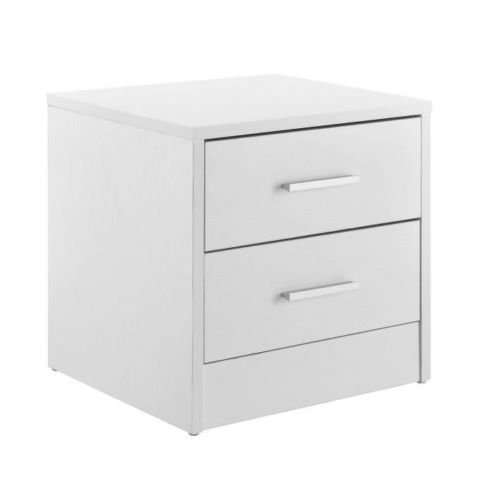[en.casa] - Table de chevet - Blanc - 2 tiroirs - Aggloméré mélamine