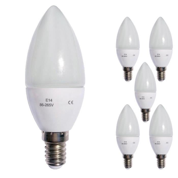 Lot de 5 ampoules LED flamme E14 6W 220V 3000k Haute Luminosité Cdiscount Maison
