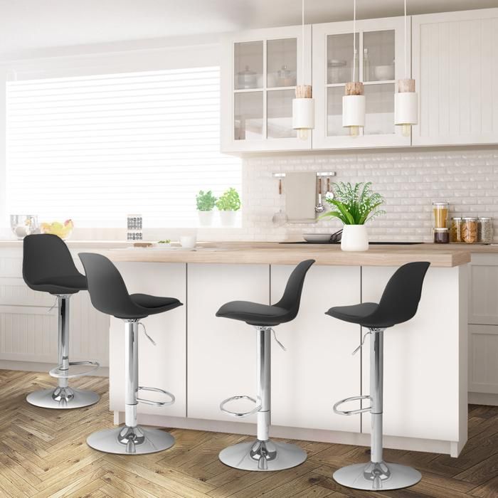 IDMARKET Lot de 4 tabourets de bar KARL design noir IDMARKET Lot de 4 tabourets de bar KARL design noir