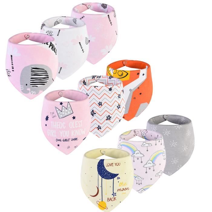 Lot De 12 Bavoirs Bandana Bebe Fille Coton Bouton Reglable Doux Et Absorbant 3 Cdiscount Puericulture Eveil Bebe