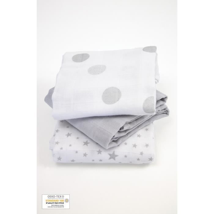 Imprim/és 6 langes en mousseline 100/% coton 60 x 60 cm