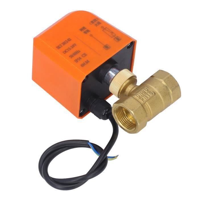 Robinet à Boisseau Sphérique Électrique DN20 2 Voies - Vanne Motorisée Laiton 220V Avec Fonction Manuelle