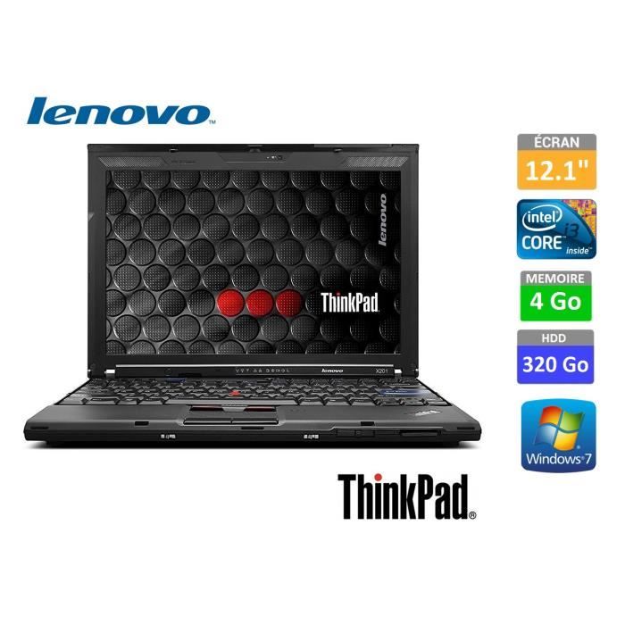 Top achat PC Portable Lenovo ThinkPad X201i - Intel Core i3 M370 2.40Ghz - 4Go - 320Go - 12.1’’ LED mat (1280x800) - Wifi - Webcam - Windows 7 Pro 64 Bits pas cher