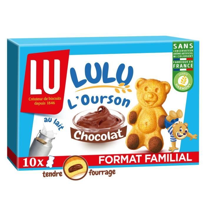 LOT DE 5 - LU - LuLu L'Ourson Chocolat Gâteaux fourrés - boîte de 10 sachets - 300 g