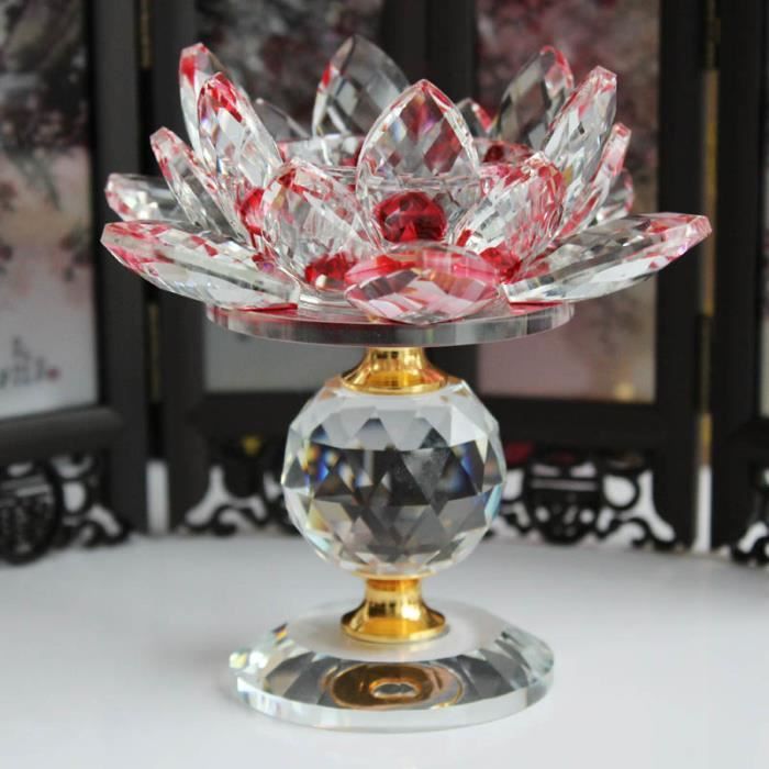 Cikuso Glass Bloc Lotus Fleur Bougeoirs en M/étal Feng Shui D/écor /à La Maison Grand Bougie Chauffe-Bougie Bougeoir Chandelier-Blanc