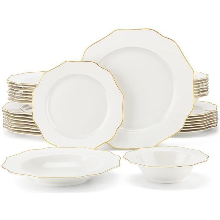 Assiette blanche et dore - Cdiscount