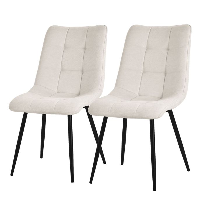 ML-Design Chaises de salle à manger lot de 2 Beige Chaises de salon avec revêtement en tissu pieds métalliques noirs avec dossier ML-Design Chaises de salle à manger lot de 2 Beige Chaises de salon avec revêtement en tissu pieds métalliques noirs avec dossier