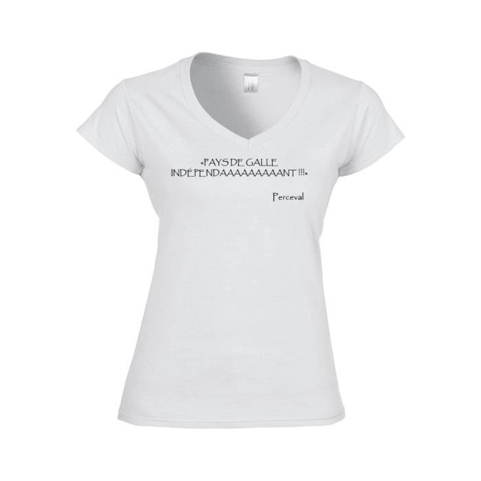 T Shirt Femme Col V Citation Kaamelott Perceval Pays De Galle Independant Bleu L Bleu Cdiscount Pret A Porter