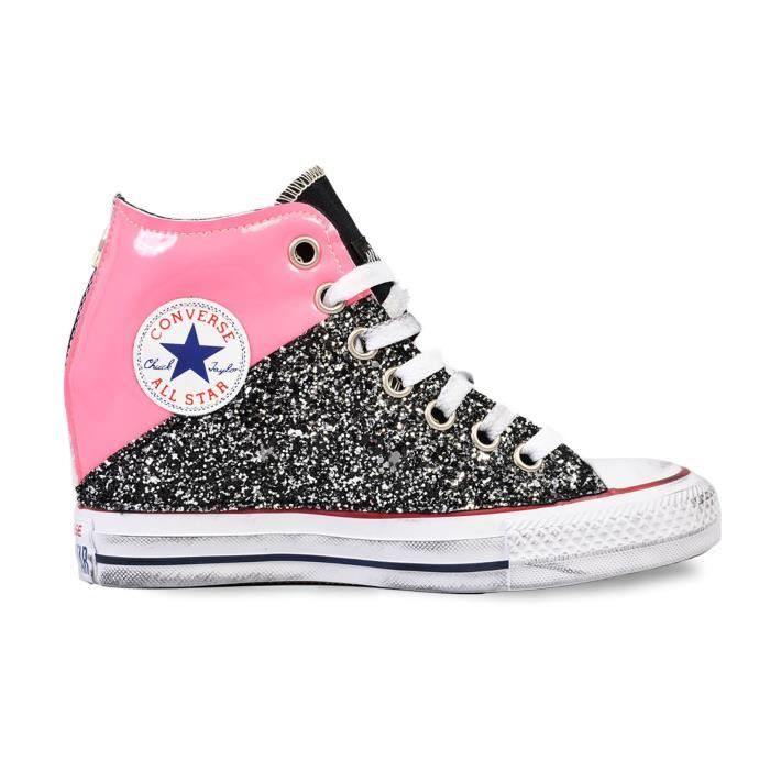 converse rose cuir