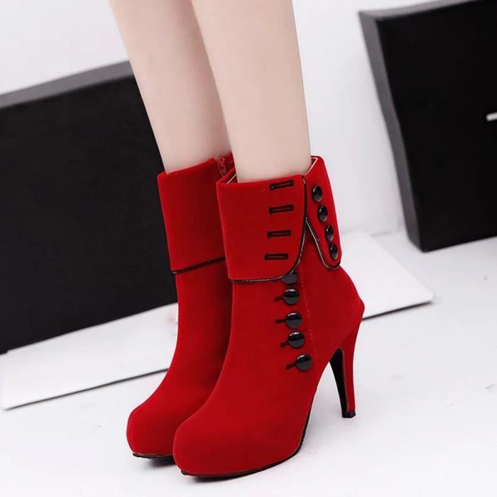 Filles Rouge Tag Noir à talon ajourées à Boucle Chaussures-H3029 vente 