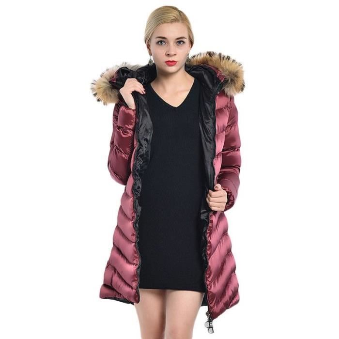doudoune femme mi longue avec capuche fourrure
