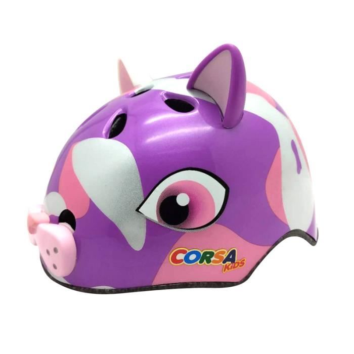 Casque Glisse Urbaine Demi Casque Enfants Pour Rollers Bicyclette Casque De Scooter Forme De Chat Violet Cdiscount Auto