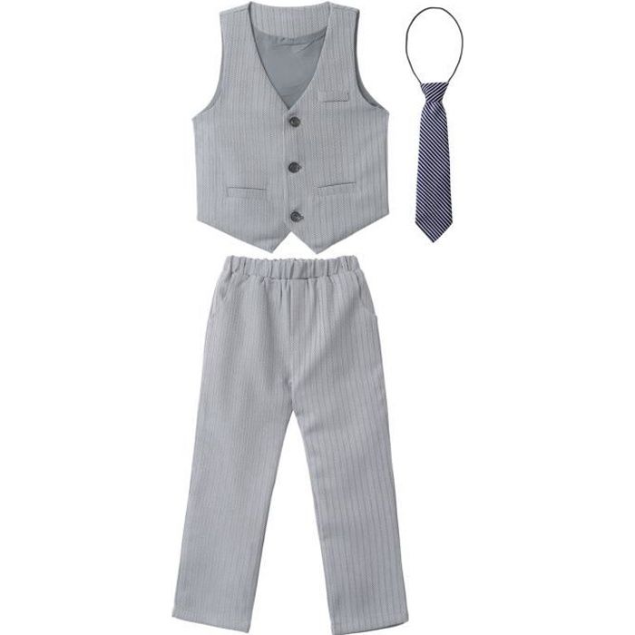 Gilet Costume Enfant Garçon Sans Manches – Col V Élégant, 4 Boutons, Idéal Mariage, Anniversaire, Fêtes, Noël
