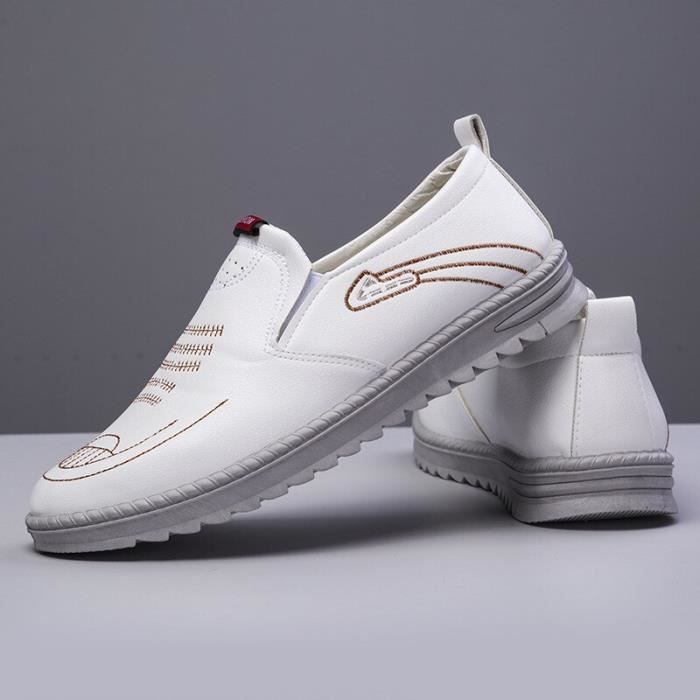 Chaussures Homme Sans Lacet Respirantes - Mocassins Cuir Confort Marche Quotidienne, Baskets Décontractées Été Travail Bureau Conduite