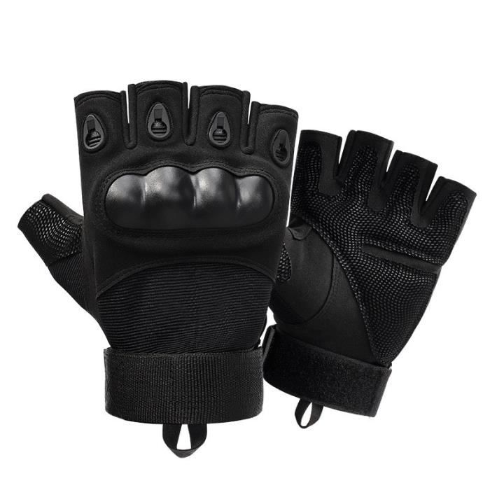 Gants Demi Doigts Tactiques De Precision Noir Tan