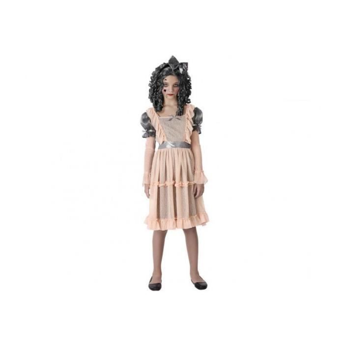 déguisement enfant poupée de porcelaine - ac-déco - taille 5-6 ans - robe rose et grise - 100% polyester