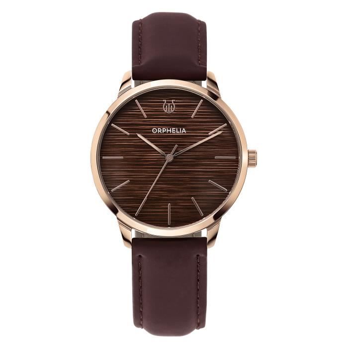 ORPHELIA - Montre Hommes - Quartz - Analogique - Bracelet en Cuir - Marron - OR61907