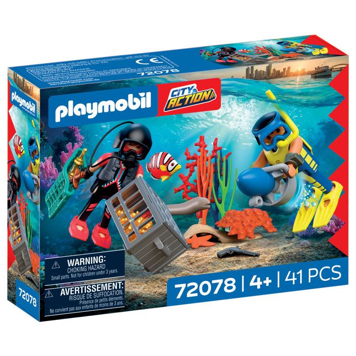 PLAYMOBIL 72078 Policiers plongeurs et trésor City Action Les policiers univers miniature 41 pièces dès 4 ans