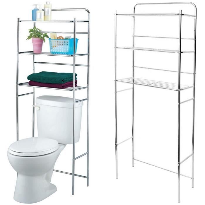 etagere pour toilettes et wc rangement trois niveaux inox cdiscount maison