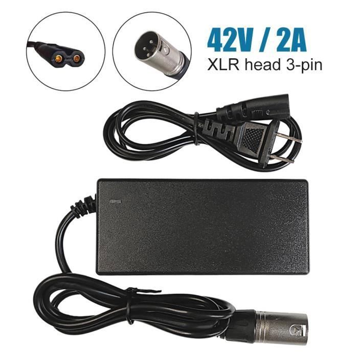 Honszex Chargeur Hoverboard 42V 2A, Chargeur Overboard 3 Broches