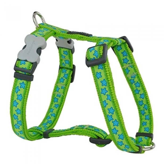 red dingo harnais réglable pour chien vert etoiles bleu 37 à 55 cm 15 mm