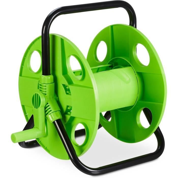 Dévidoir de tuyau d'arrosage - Outsunny - sur roues - 30 m de tuyau de 16 mm - enrouleur - poignée antidérapante - vert - Jardin