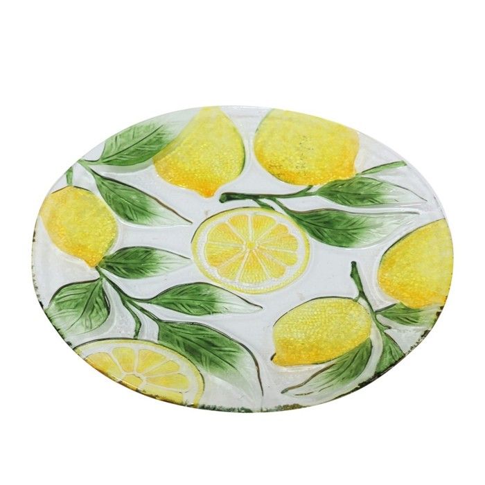 Signes Grimalt - Assiette en verre avec motif citron pour la décoration et le service en cuisine