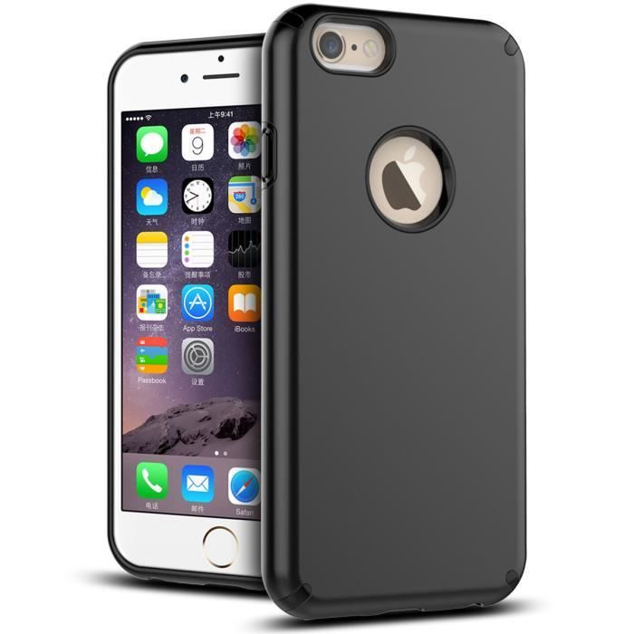 Coque iPhone 6 Plus Silicone Noir 2 in 1 Design Duallayer Protection
