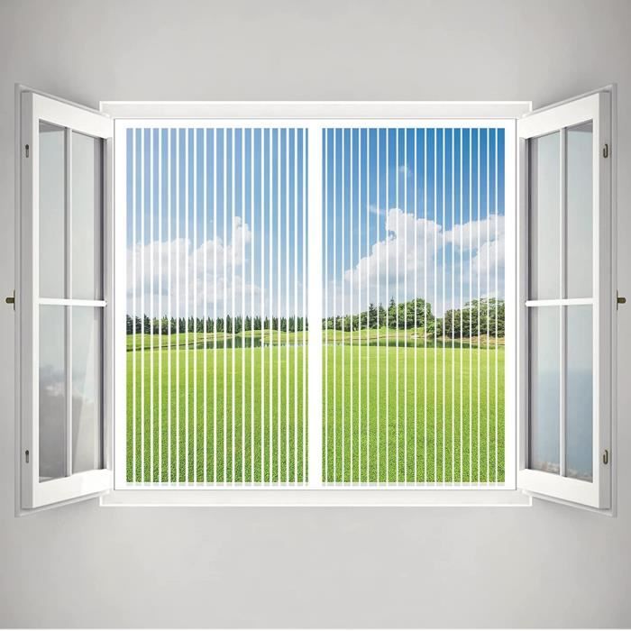 Moustiquaire Ajustable Sans Perçage Moustiquaire Fenêtre Magnétique,Toutes Les Tailles Rideau En Maille Moustiquaire Porte Magnetique