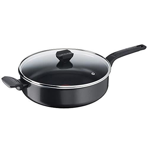 Sauteuse - TEFAL - B55537 - 28 cm - Couverture en verre - Revêtement antiadhésif en titane