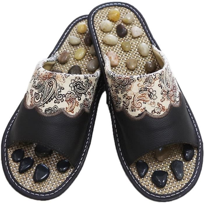 Chaussure Confortable Femme Sandales Reflexologie Sandales Pour Femmes Fashion Sole Grande Taille Commerce Extérieur à Semelles épaisses Sandale Femme Ete Et Mules Pour (Black, 40