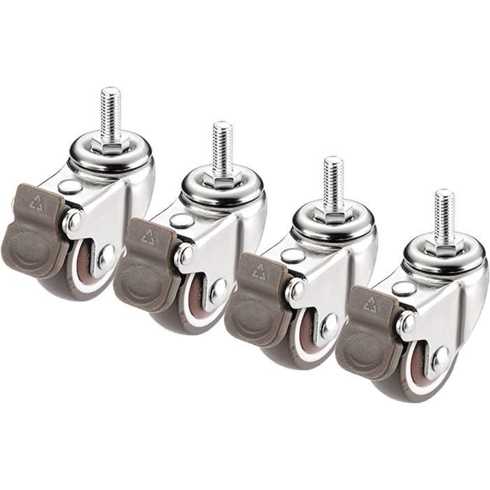 Lot De 5 Roulettes Pivotantes M8 Pour Meubles Et Chaises Bureau - 50mm, Charge 125kg