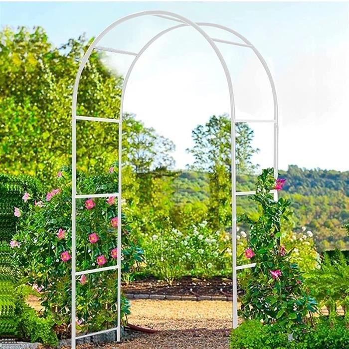 Pergola en Métal Extérieur - Tonnelle de Jardin Imperméable Métal Arche  Mariage Rectangulaire de Fleurs Jardin 180x180x270cm