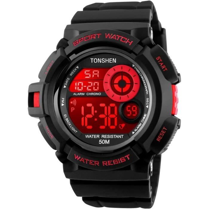 Montre Militaire Lumineuse Pour Homme - Avec Bracelet En Silicone Noir