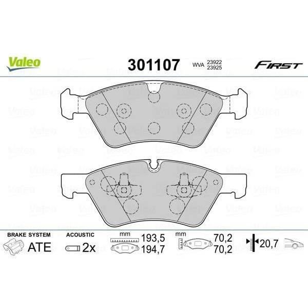Plaquette de frein gamme first Mercedes e-class (w211) - VALEO - 301107