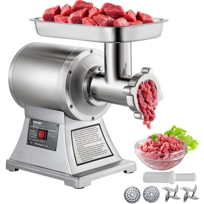 Hachoir à viande - MINIFINKER - Poussoir à saucisses - 3500W - Acier inoxydable - Électrique