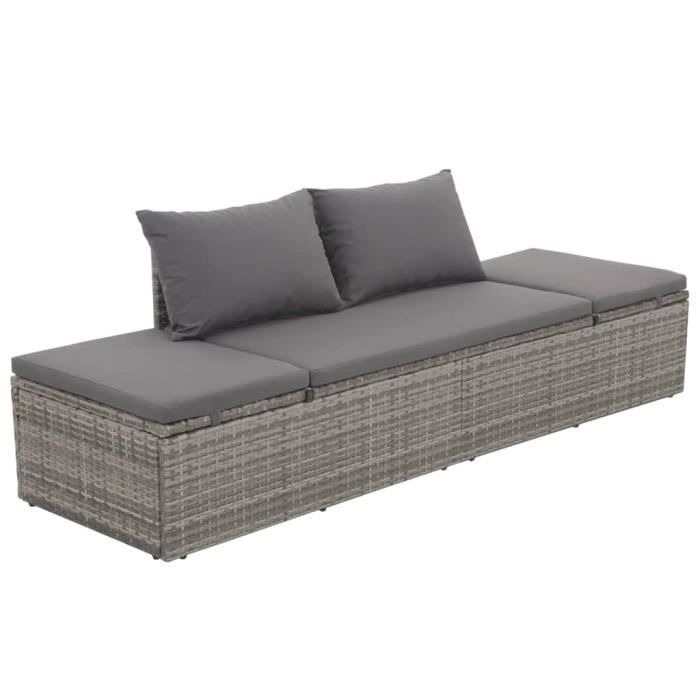 Canapé dextérieur en résine tressée 195 x 60 x 60 cm - VIDAXL - Gris
