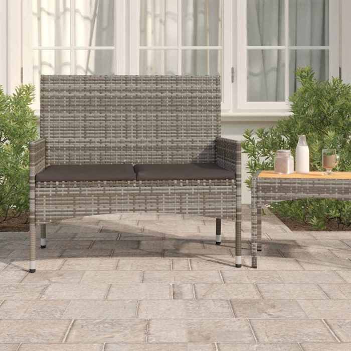 vidaXL Banc de jardin à 2 places avec coussins Résine tressée 364113