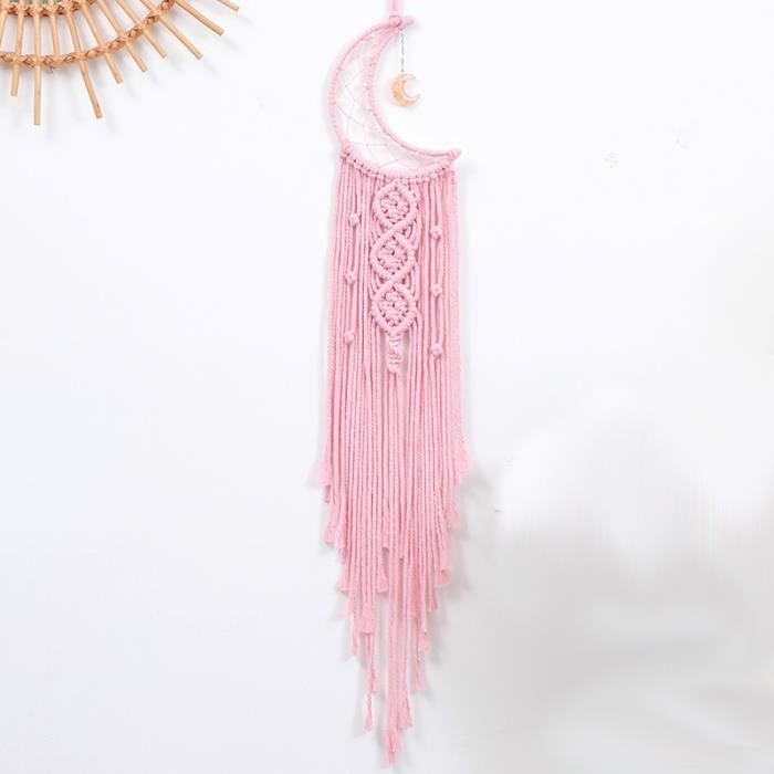 Attrape-rêves Macramé Bohème En Coton Fait Main - Décoration Murale Pour Mariage, Chambre, Salon - Avec Pompons Et Perles En Bois