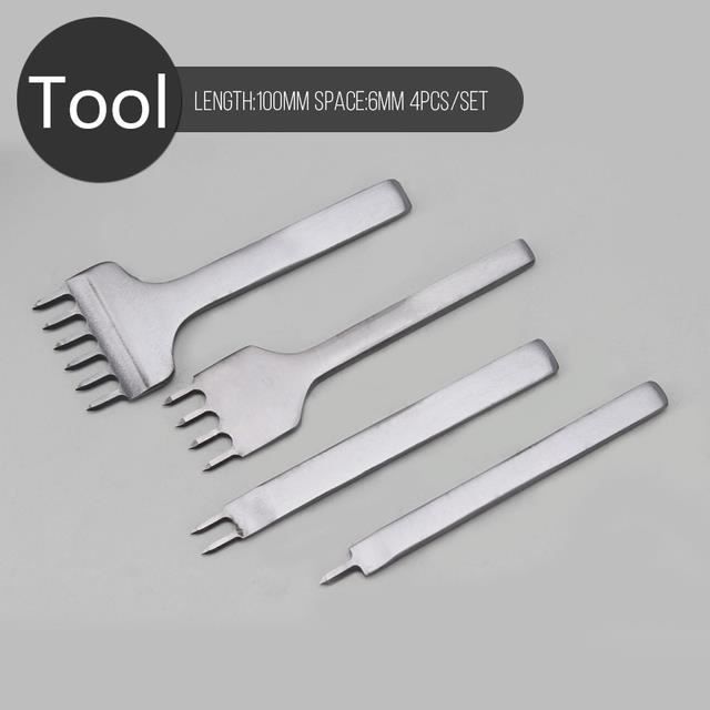 Poinçons à Main Pour Cuir Poinçon 4 En 1 Avec Poignée En Bois Pour Le Travail Du Cuir, Kit De Couture, Outil De Travail Du Cuir Avec Poignée En Bois Pour Poinçonner