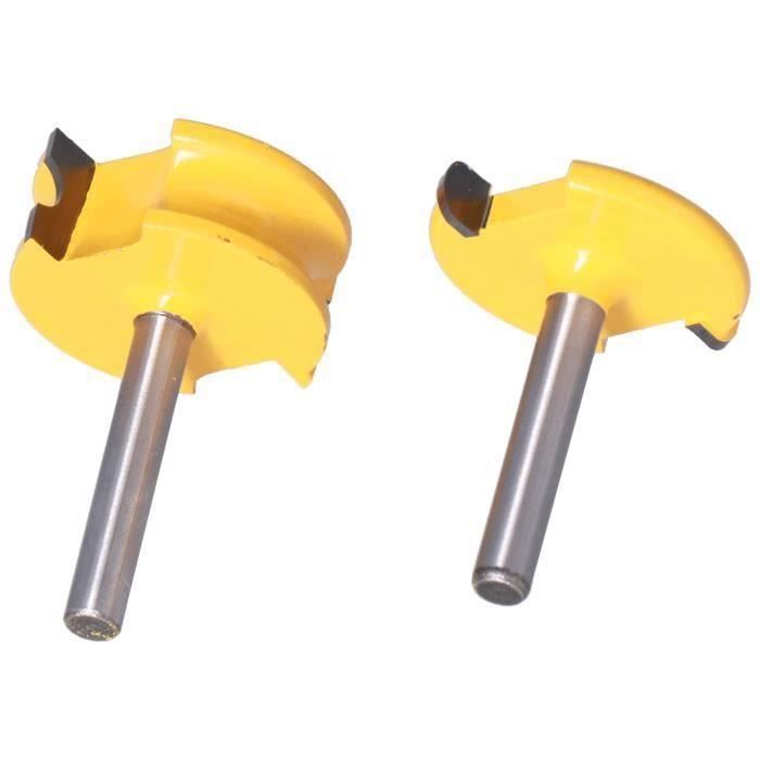 Fraise à Affleurer Droite Pour Bois - Queue 1/4", Diamètre 12.7mm, Avec Roulements Haut Et Bas, Revêtement Jaune Anti-chaleur