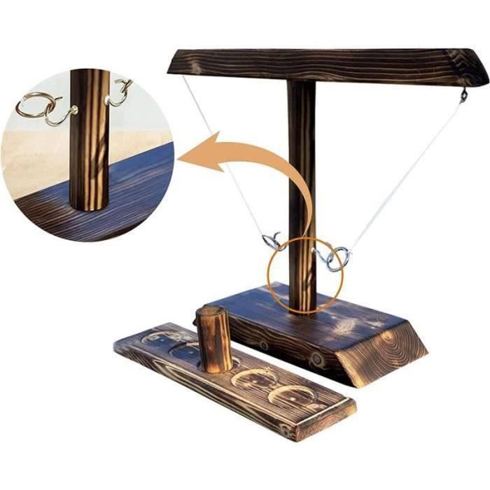 Hook Ring Toss Game Enfant Jeu D'anneau De Lancer en Bois Crochets