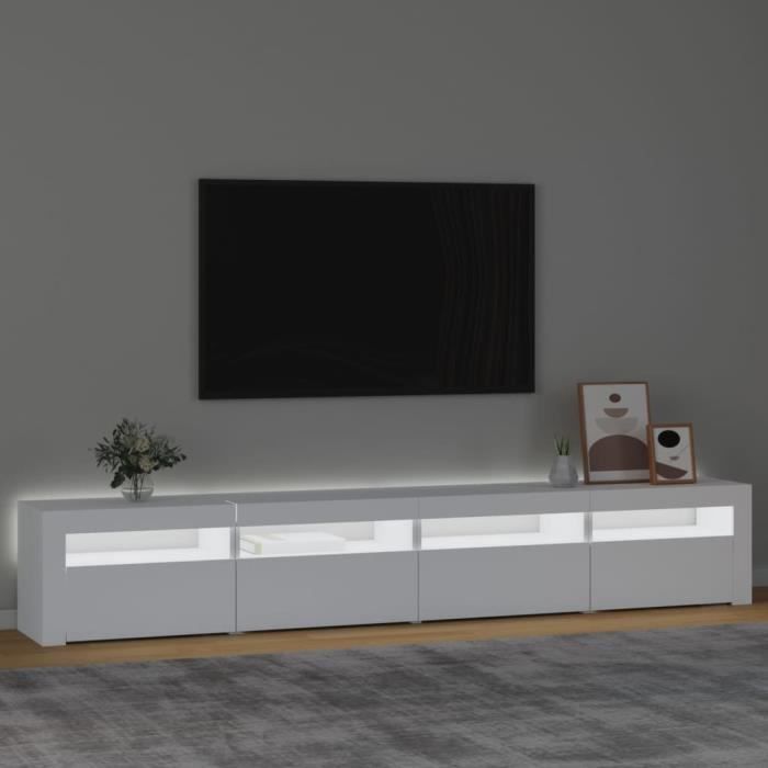 Meuble TV - ZERODIS - A3152762 - Bois dingénierie - LED RVB - 240x35x40 cm