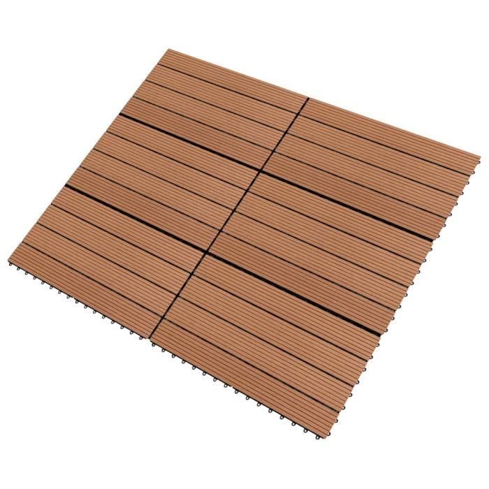 Dalles de terrasse - ZJCHAO - Marron - 60x30 cm - Composite bois plastique