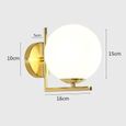 RUMOCOCO® Applique murale moderne LED en verre E27 simple boule blanche applique murale lampe de chevet salon (doré)-1